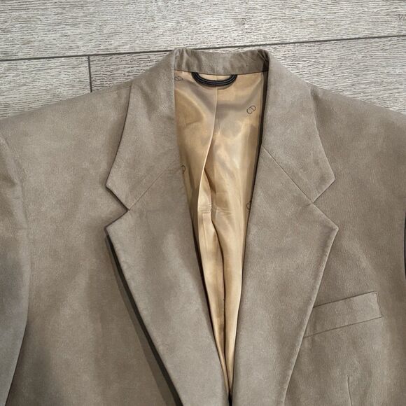 Christian Dior Suede Blazer Mens 40L Suit Jacket Sport Coat 2 Two Button Tan - Picture 3 of 12